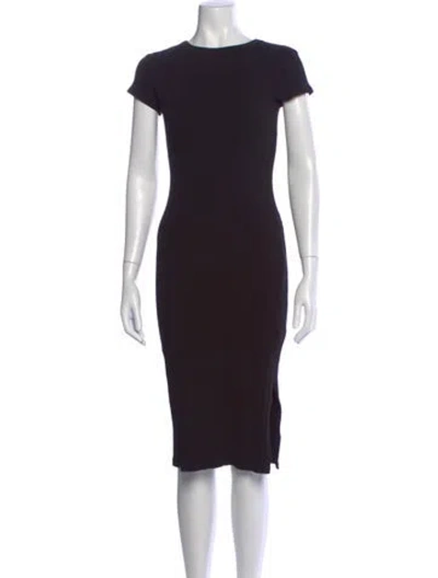 Pre-owned Enza Costa Crew Neck Midi Length Dress In Black