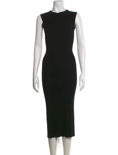 Pre-owned Enza Costa Crew Neck Midi Length Dress In Black