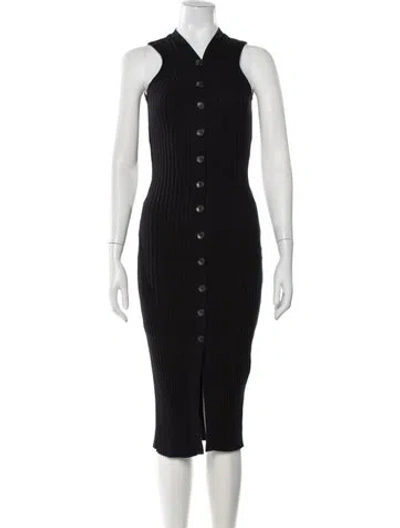 Pre-owned Enza Costa Crew Neck Midi Length Dress In Black