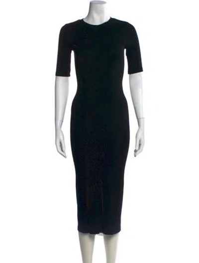 Pre-owned Enza Costa Crew Neck Midi Length Dress In Black