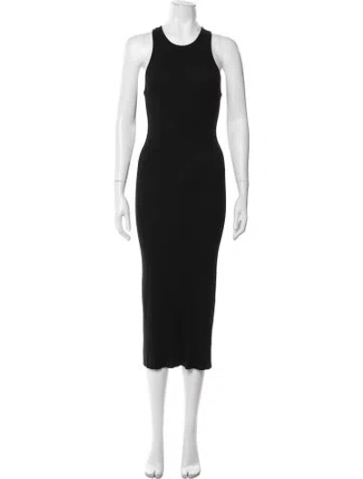 Pre-owned Enza Costa Crew Neck Midi Length Dress In Black