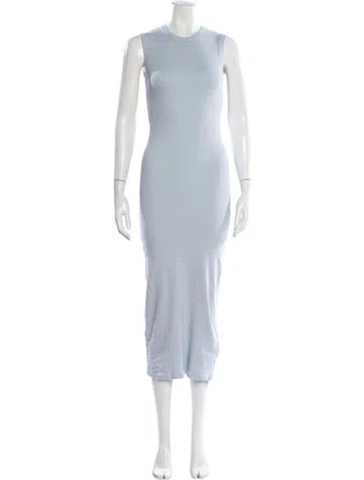 Pre-owned Enza Costa Crew Neck Midi Length Dress In Blue