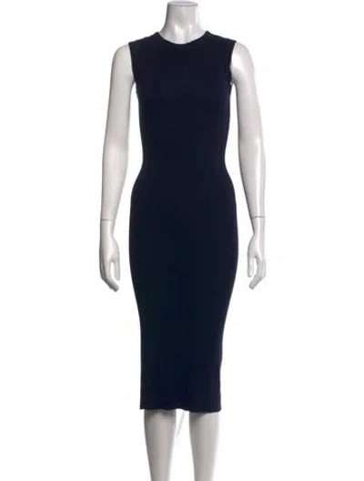 Pre-owned Enza Costa Crew Neck Midi Length Dress In Blue