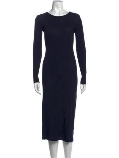 Pre-owned Enza Costa Crew Neck Midi Length Dress In Blue