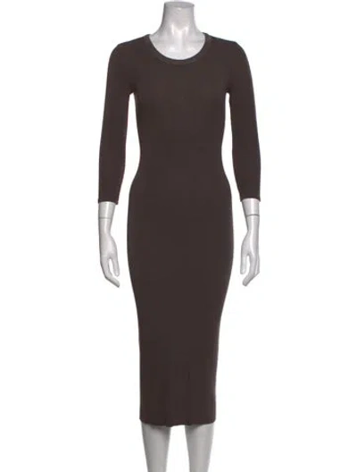 Pre-owned Enza Costa Crew Neck Midi Length Dress In Brown
