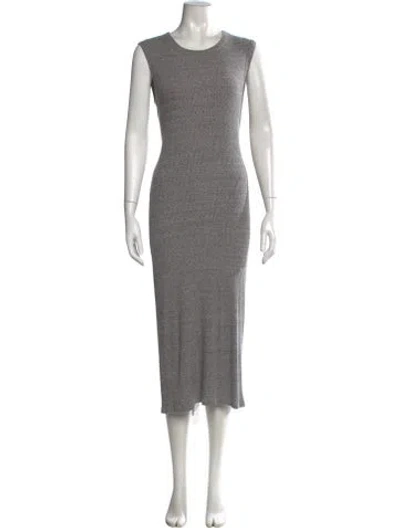 Pre-owned Enza Costa Crew Neck Midi Length Dress In Grey