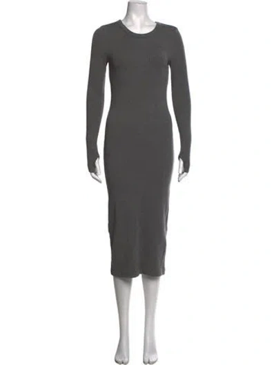 Pre-owned Enza Costa Crew Neck Midi Length Dress In Grey