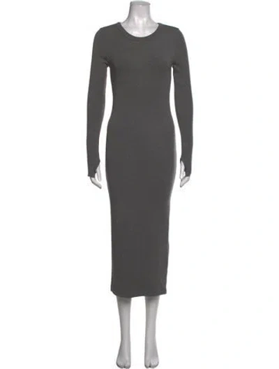 Pre-owned Enza Costa Crew Neck Midi Length Dress In Grey