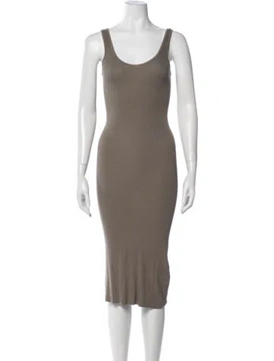 Pre-owned Enza Costa Crew Neck Midi Length Dress In Neutral