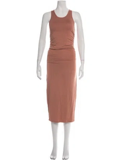 Pre-owned Enza Costa Crew Neck Midi Length Dress In Pink