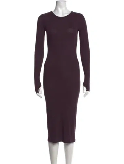 Pre-owned Enza Costa Crew Neck Midi Length Dress In Purple