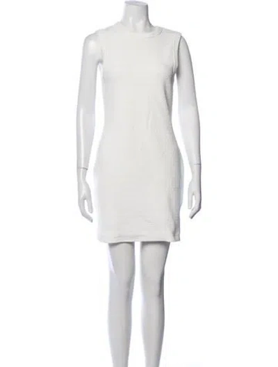Pre-owned Enza Costa Crew Neck Mini Dress In White