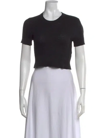 Pre-owned Enza Costa Crew Neck Short Sleeve Crop Top In Black