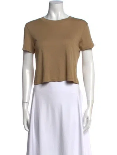 Pre-owned Enza Costa Crew Neck Short Sleeve Crop Top In Neutrals