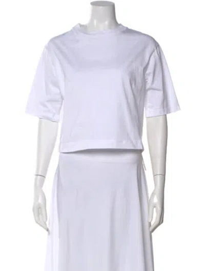 Pre-owned Enza Costa Crew Neck Short Sleeve Crop Top In White