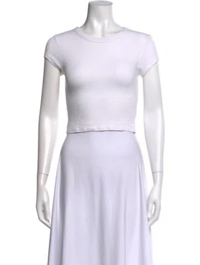 Pre-owned Enza Costa Crew Neck Short Sleeve Crop Top In White