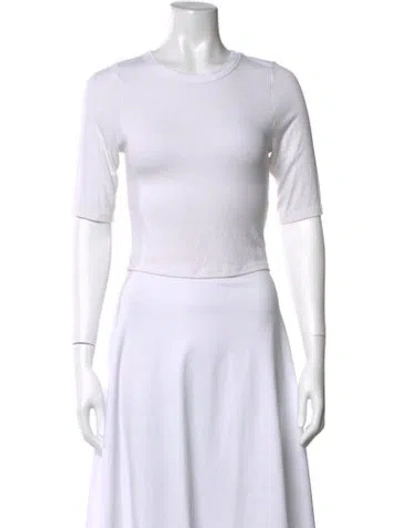 Pre-owned Enza Costa Crew Neck Short Sleeve Crop Top In White