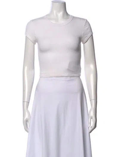 Pre-owned Enza Costa Crew Neck Short Sleeve Crop Top In White
