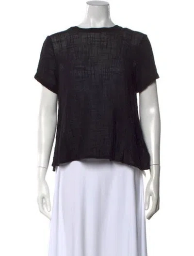 Pre-owned Enza Costa Crew Neck Short Sleeve Top In Black