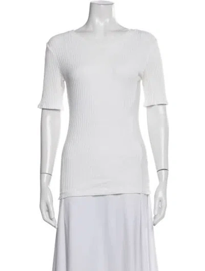 Pre-owned Enza Costa Crew Neck Short Sleeve Top In White