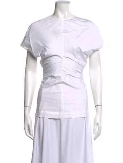 Pre-owned Enza Costa Crew Neck Short Sleeve Top In White