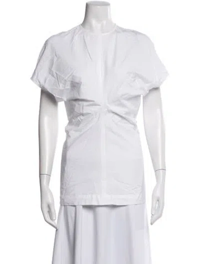 Pre-owned Enza Costa Crew Neck Short Sleeve Top In White