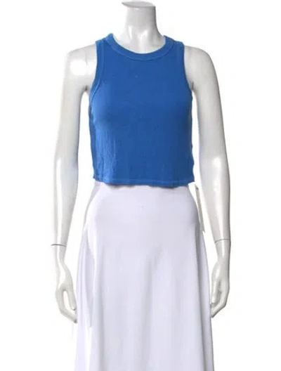 Pre-owned Enza Costa Crew Neck Sleeveless Crop Top In Blue