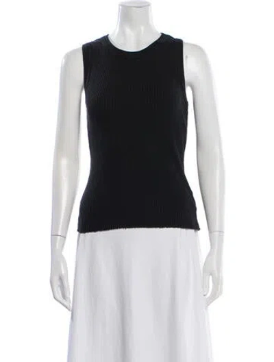 Pre-owned Enza Costa Crew Neck Sleeveless Top In Black