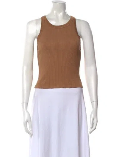 Pre-owned Enza Costa Crew Neck Sleeveless Top In Brown