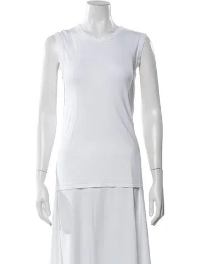 Pre-owned Enza Costa Crew Neck Sleeveless Top In White