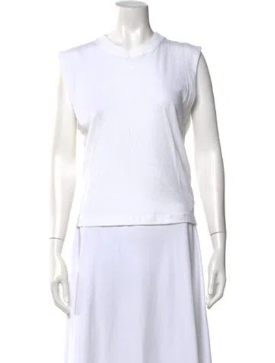 Pre-owned Enza Costa Crew Neck Sleeveless T-shirt In White