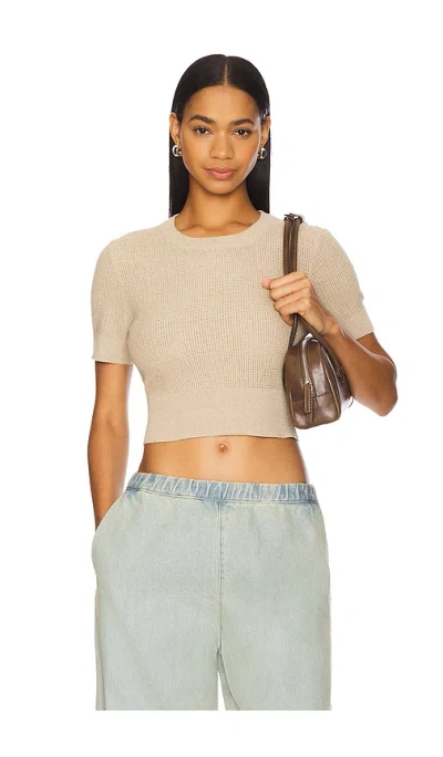 Enza Costa Cropped Short Sleeve Sweater In 玄武岩色