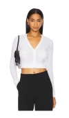 Enza Costa Cropped V Neck Cardigan In 白色