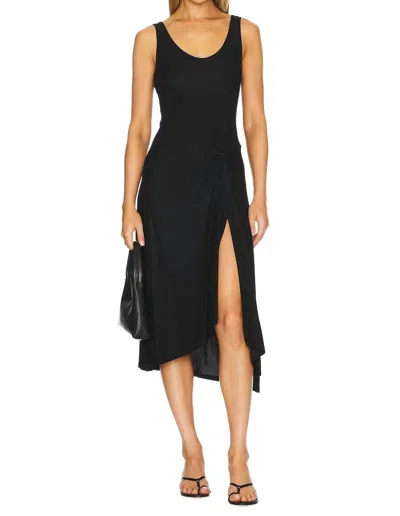 Enza Costa Draped Knot Midi Dress In Black