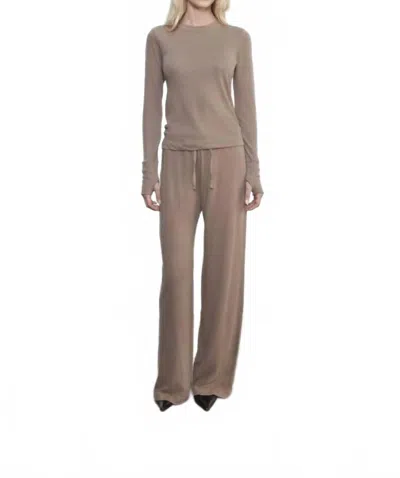 Enza Costa Easy Cuffed Crew Top In Walnut In Brown