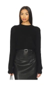 Enza Costa Easy Long Sleeve Crew Sweater In Black