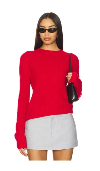 Enza Costa Easy Long Sleeve Crew Sweater In Red