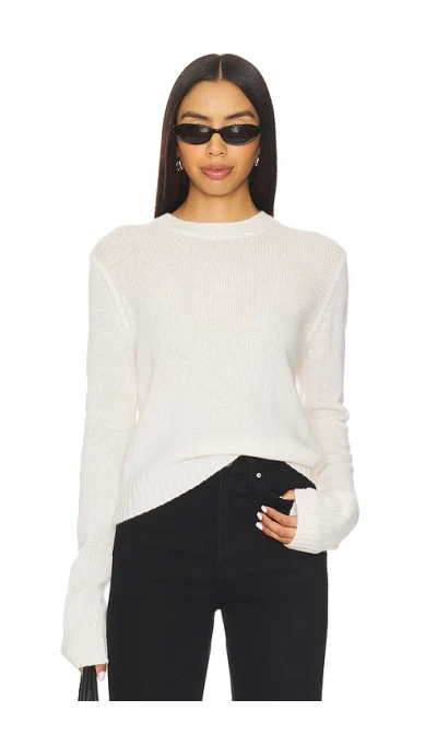 Enza Costa Easy Long Sleeve Crew Sweater In White