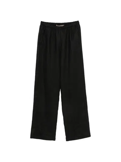 Enza Costa Elasticated-waist Wide-leg Trousers In Black
