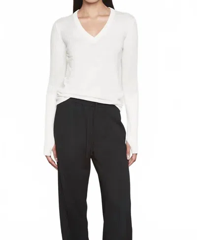 Enza Costa Fine Cashmere V-neck Top In Ivory In Gray
