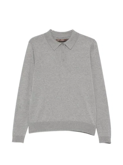 Enza Costa Fine-knit Polo Top In Gray