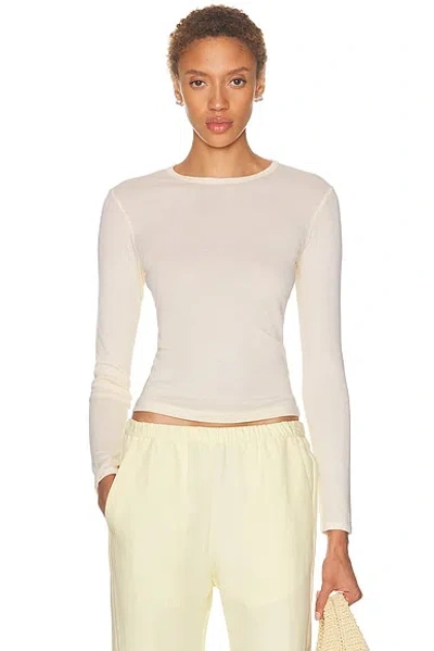 Enza Costa Fine Supima Cotton Long Sleeve Crewneck Top In Yellow