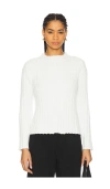 Enza Costa Chunky Cotton Fisherman Sweater In White