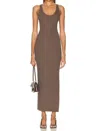 ENZA COSTA FITTED SCOOP MAXI TANK DRESS IN MUSHROOM