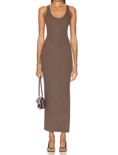 Enza Costa Stretch Silk Knit Maxi Tank Dress In Brown