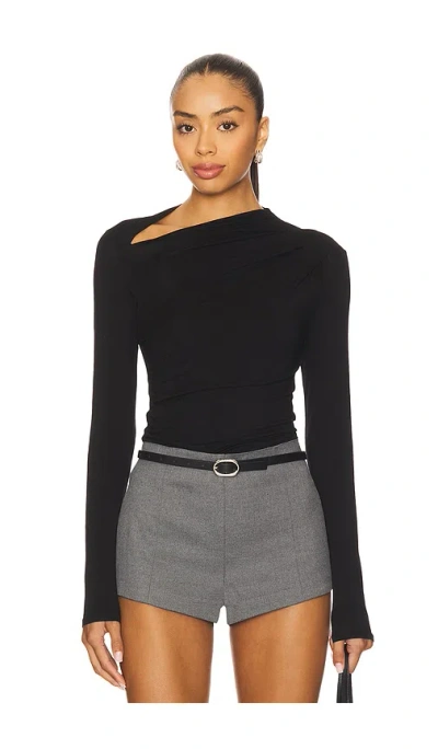 Enza Costa Fluid Jersey Slash Top In Black