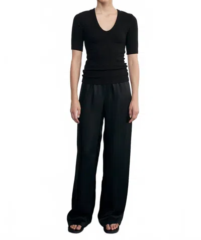 Enza Costa Fluid Twill Pant In Black
