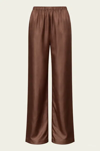 Enza Costa Fluid Twill Pant In Chocolate In Brown