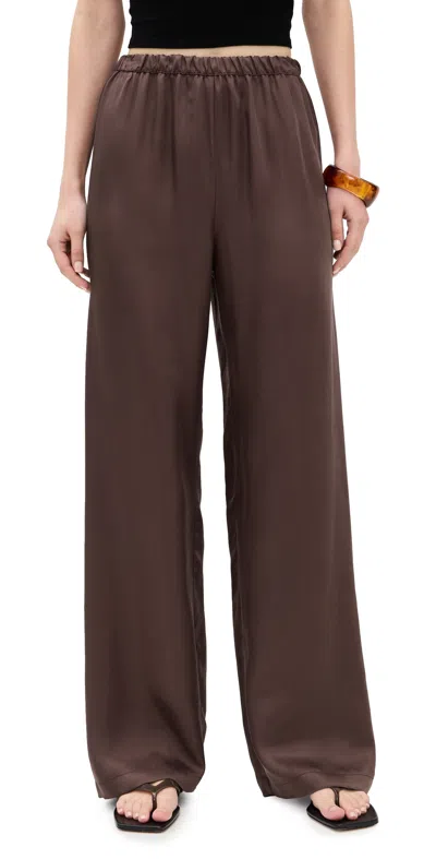 Enza Costa Fluid Twill Pants Chocolate In Brown