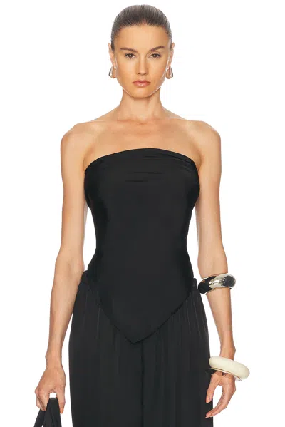 Enza Costa Fluid Twill Scarf Top In Black